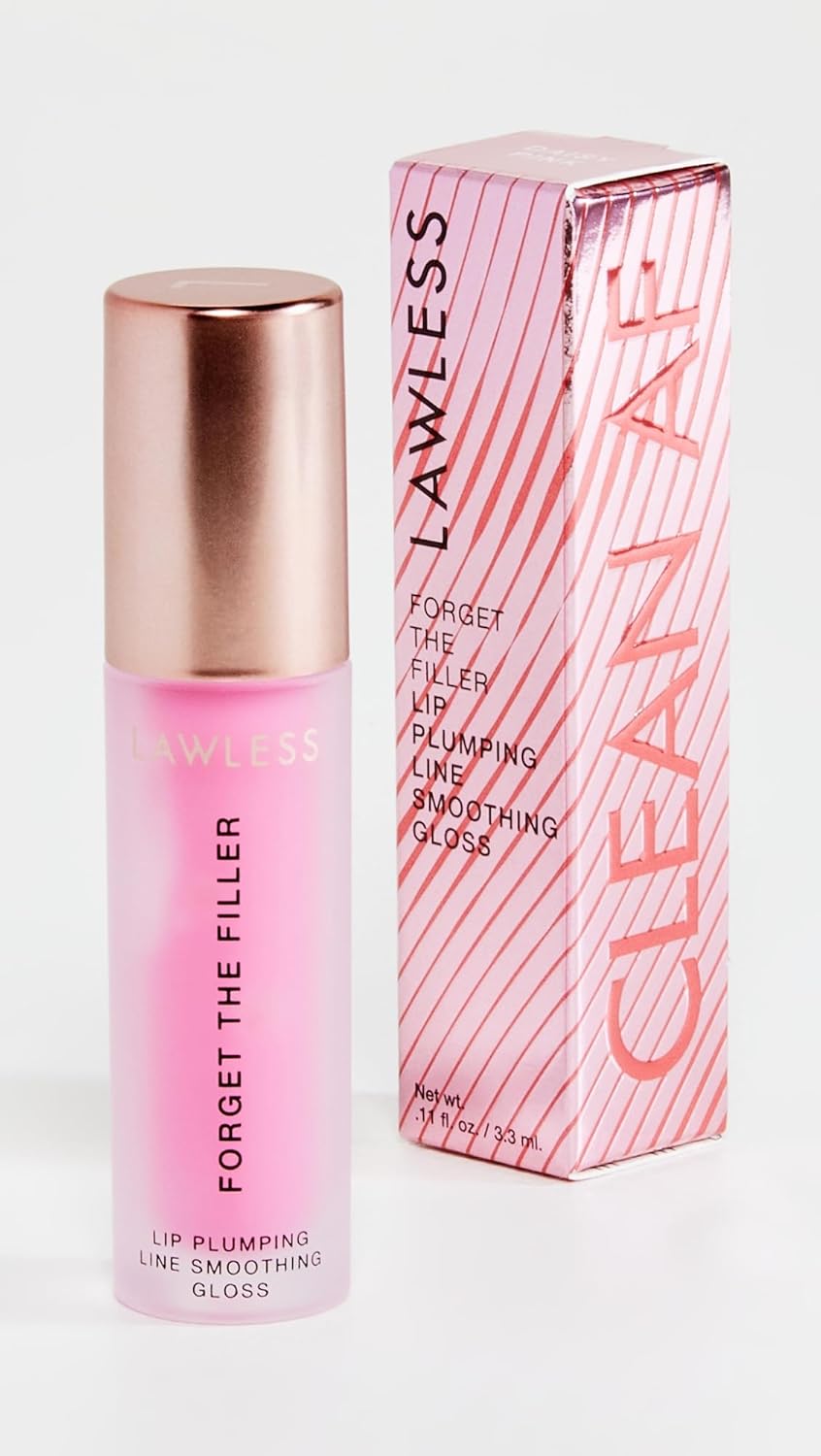 Lawless Forget the Filler Lip Plumping Line Smoothing Gloss - Daisy Pink - Premium Volumizing Lip Gloss with Natural Ingredients Designed to Plump, Firm, and Hydrate Lips 0.11 oz