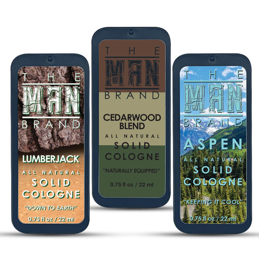 Solid Cologne Sample Set of 3 with Cedarwood Blend, Lumberjack and Aspen Solid Cologne - Mens fragrance Sampler Set - (The Forest - 3 Pack - 0.75 oz each)