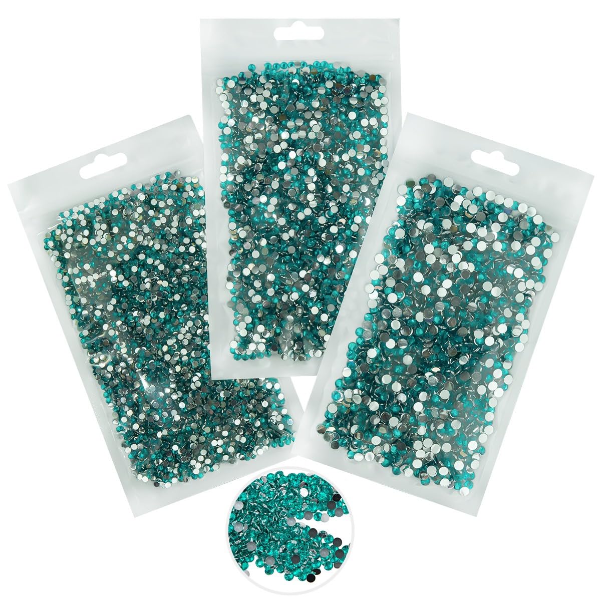 16000PCS Cyan Green Crystal Resin Rhinestones for Crafting 3mm 4mm 5mm Teal Blue Flatback Stones Gems Non-Hotfix Diamonds Crystals Charms for Nails Face Eyes Makeup Tumblers Bottles DIY Crafts