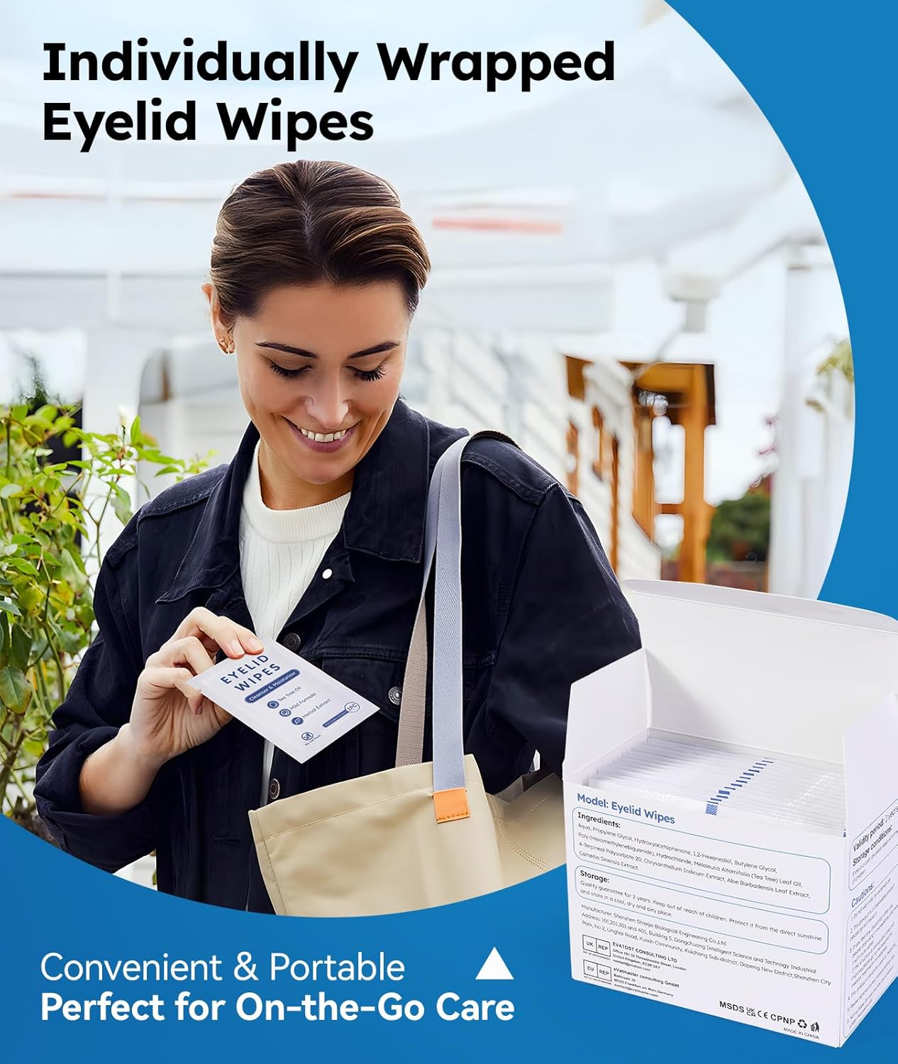 Eyelid Cleansing Wipes for Dry Eye & Blepharitis, Tea Tree Oil Hypoallergenic Eye Wipes for Sensitive Itchy Eyes, Individually Wrapped Eyelid WipesTravel Essentials (30 Count)