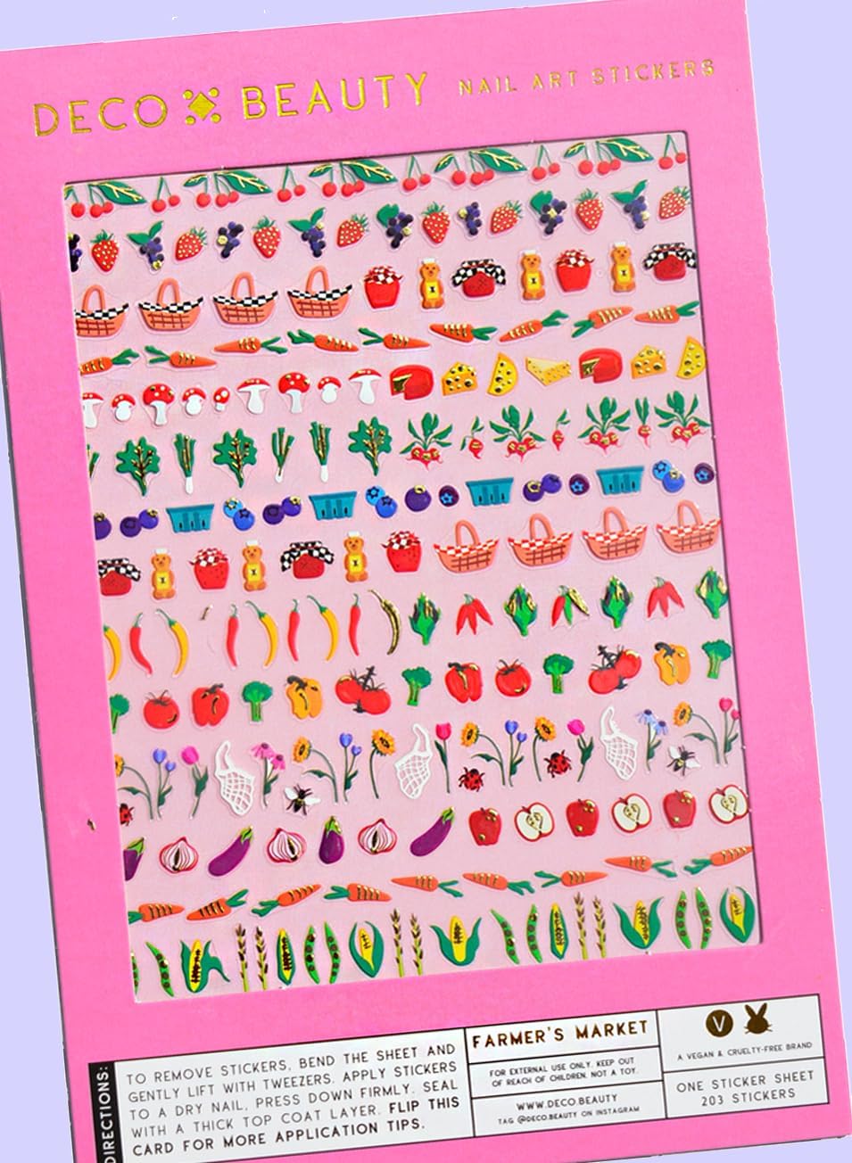 Farmer's Market Nail Stickers - Lightweight & Easy-to-Apply Nail Art with Cute & Trendy Design - Durable & Long-Lasting Nail Sticker for Women, Ideal for DIY Manicures & Salon-Quality Nail