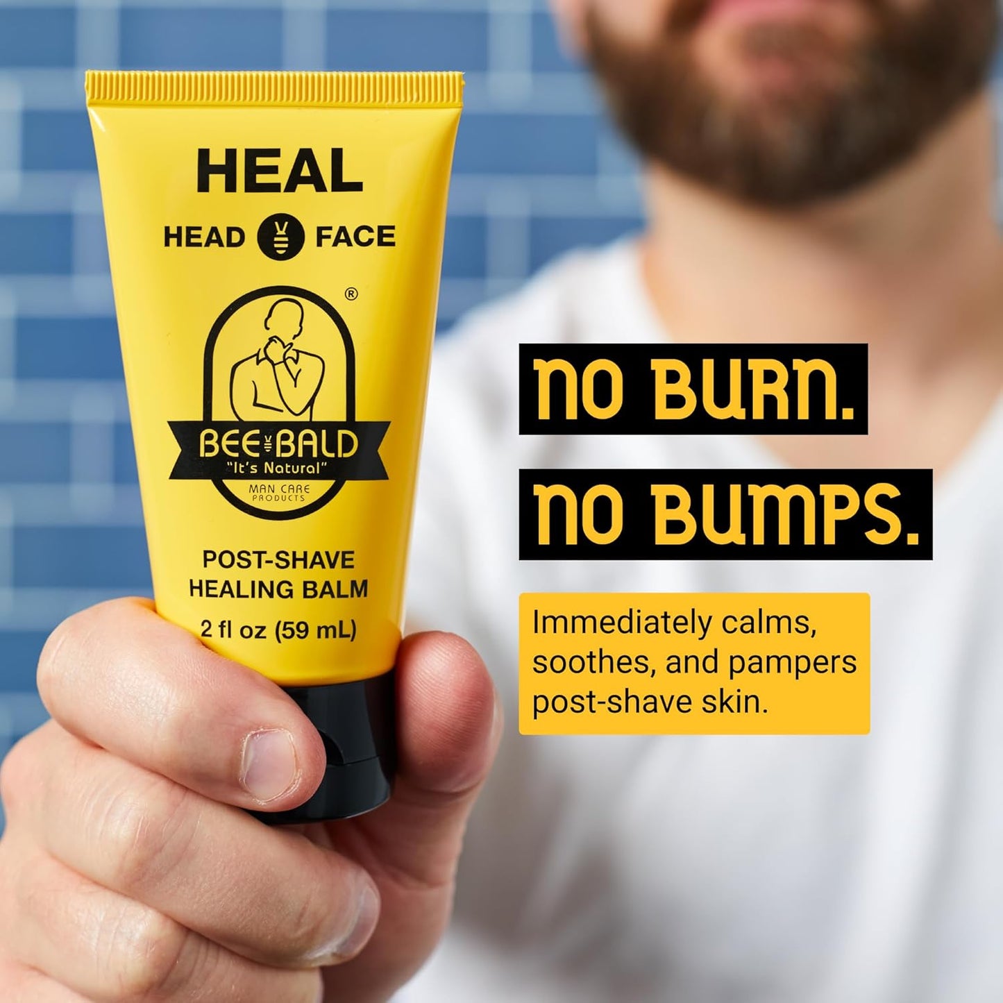 Bee Bald HEAL Aftershave for Men Healing Balm, Immediately Calms & Soothes Damaged Skin, Treats Bumps, Redness, Razor Burn & Other Shaving Post Shave Irritations, 2 Fl Oz (Pack of 2)