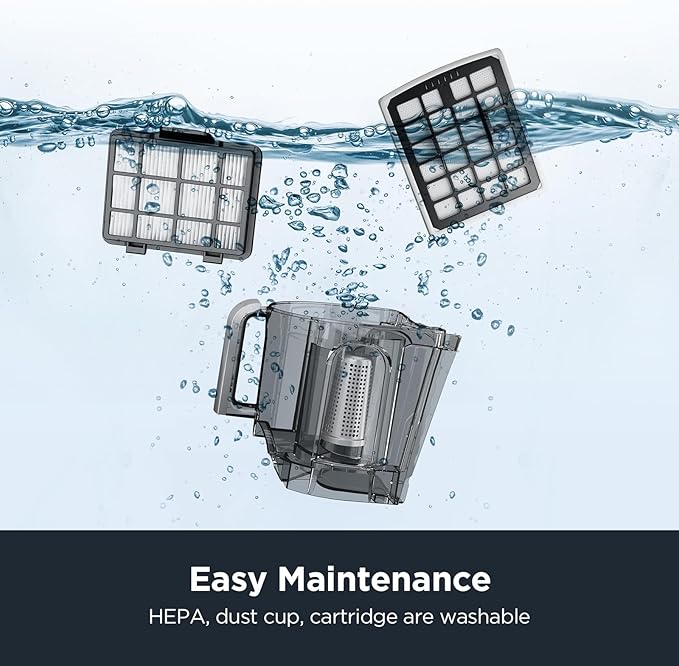 Eureka Bagless Canister Vacuum with Washable HEPA Filter, 16KPA Suction for Carpets/Hard Floors, Compact Design with 3 Cleaning Tools, 2-Motor Household Vacuum, Lightweight and Easy Maneuverable