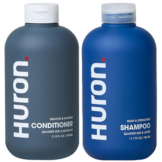 Huron Hair Duo | Nourishing Shampoo & Conditioner Set for Men | Cleanse, Strengthen & Hydrate | Sulfate-Free, Paraben-Free, Vegan | Designed for Daily Use on All Hair Types (2 Pack)