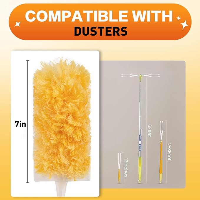 Heavy Duty Duster Refills, Unscented Disposable Dusters Kit for Cleaning Dusting Furniture Blind Ceiling Fan, Multi Surface 360 Feather Duster(25)(Handle is Not Included)