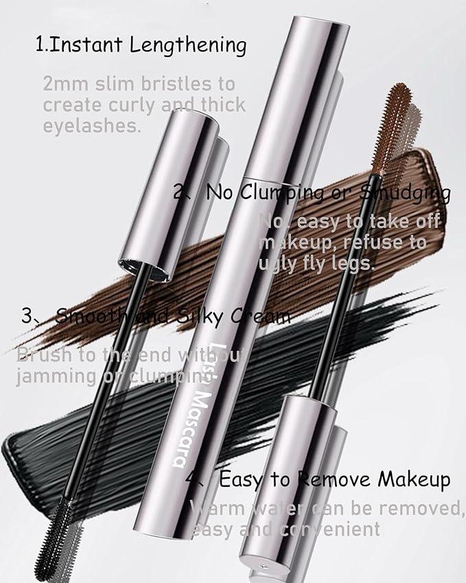 Black Brown Mascara for Older Women 60 Plus, Waterproof Prime Mascara for Mature Women Volume and Length with Thinning Lashes,No Clumps,Long Lasting Hypoallergenic Máscara For Sensitive Eyes Makeup