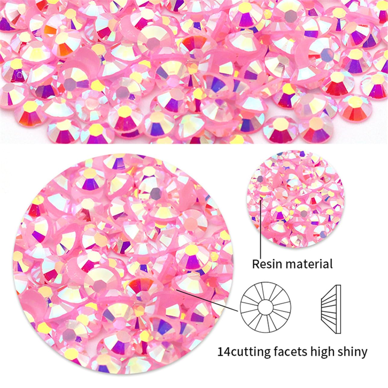 4500 Pcs SS12 3mm AB Flatback Rhinestones for Nails Art Crafts Glitter Round Shine Gems Crystals DIY Clothes Shoes （Black-Bottom RoseRed AB）