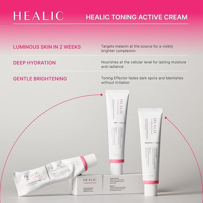 Toning Active Cream, Brightening Face Moisturizer with Niacinamide & Hyaluronic Acid, Hydrating & Soothing Facial Cream, Gentle for Sensitive Skin, Korean Skin Care, 60g/2.12oz