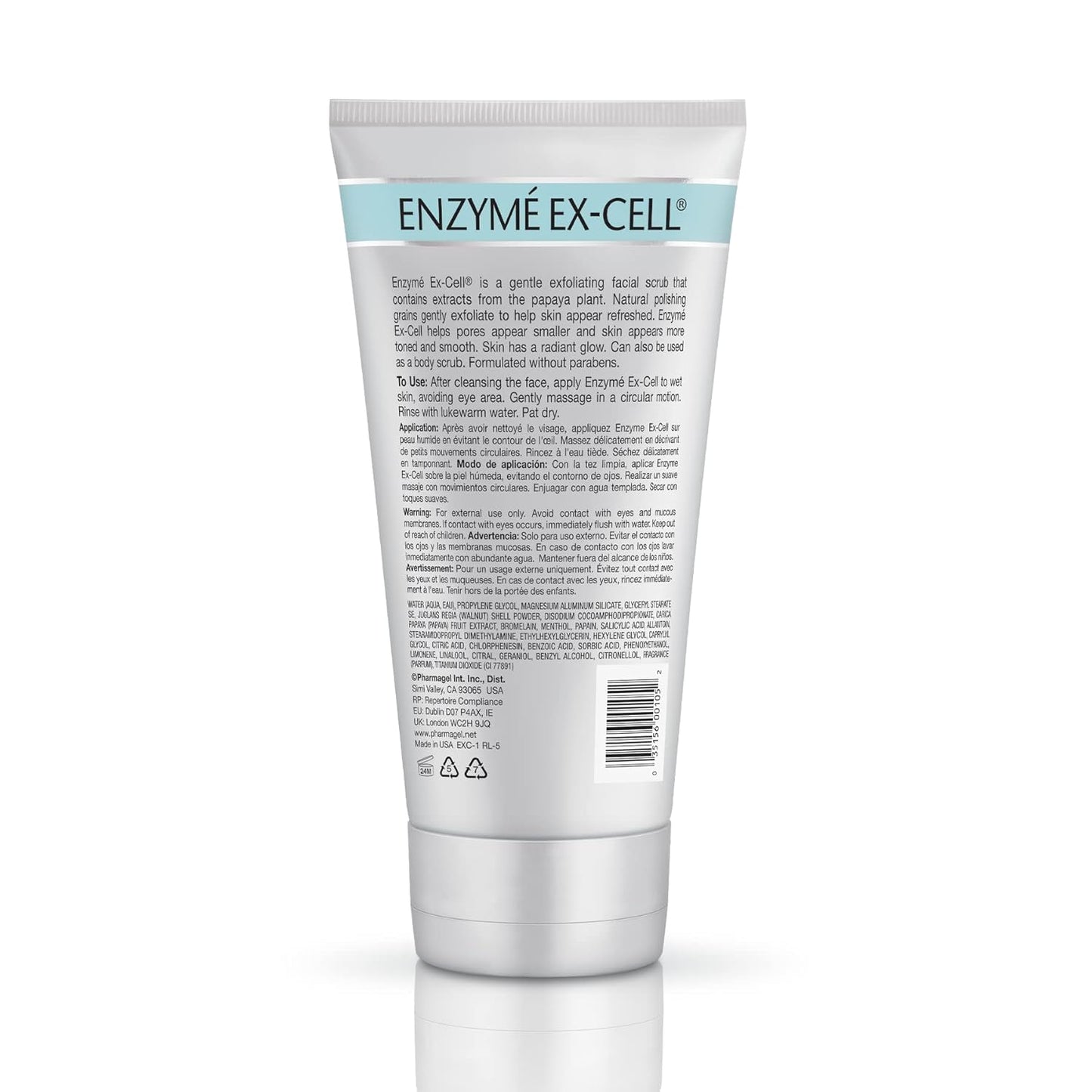 Pharmagel Enzyme Ex‑Cell™ | Gentle Papaya + Walnut Shell Facial Scrub – 6 oz | For Sensitive Skin & All Skin Types