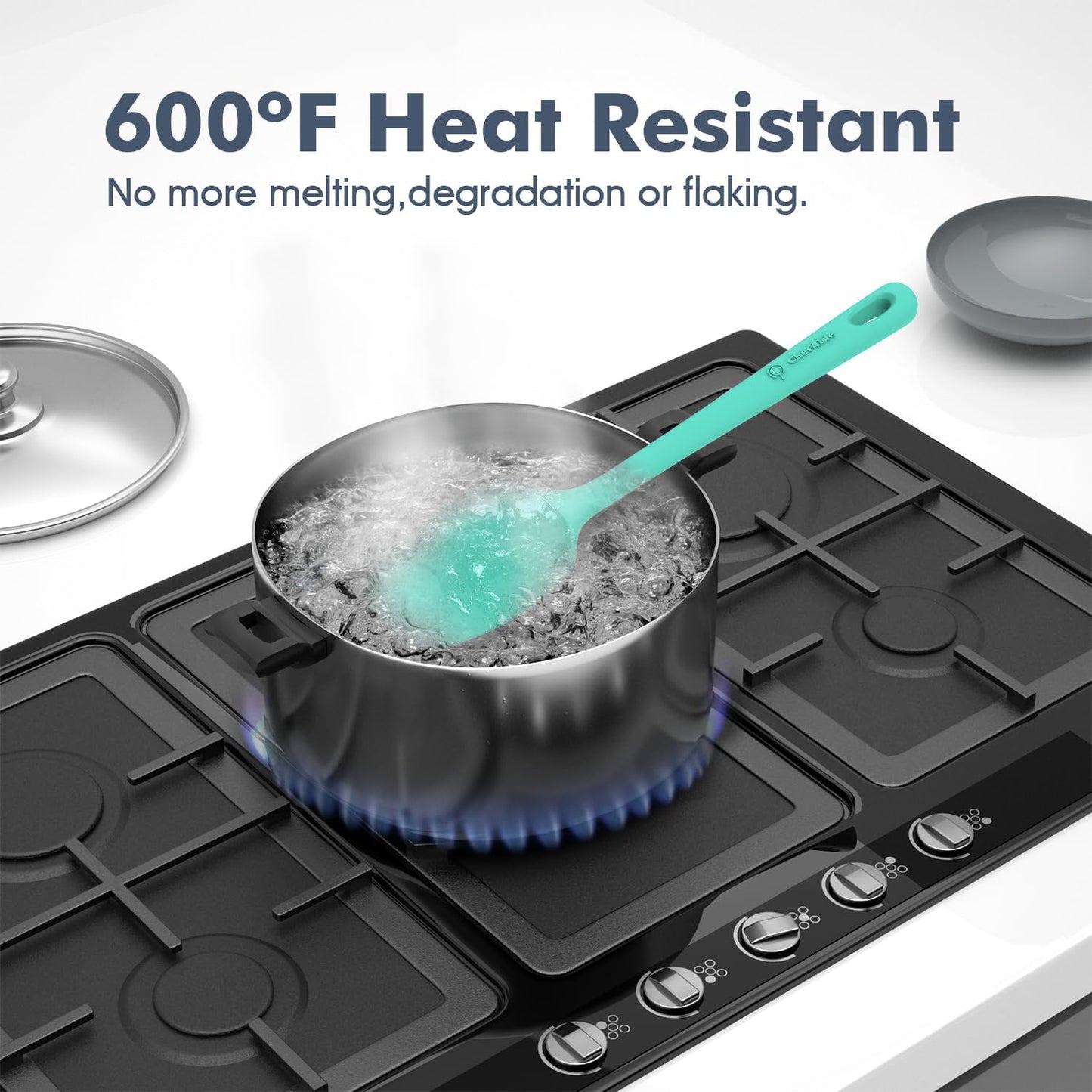 5 Pieces Silicone Spatula Set, Food Grade Rubber Spatula, Upgrade Strong Handle with Ergonomic Grip, Heat Resistant Up to 600°F for Nonstick Cookware, Cooking Colorful Series