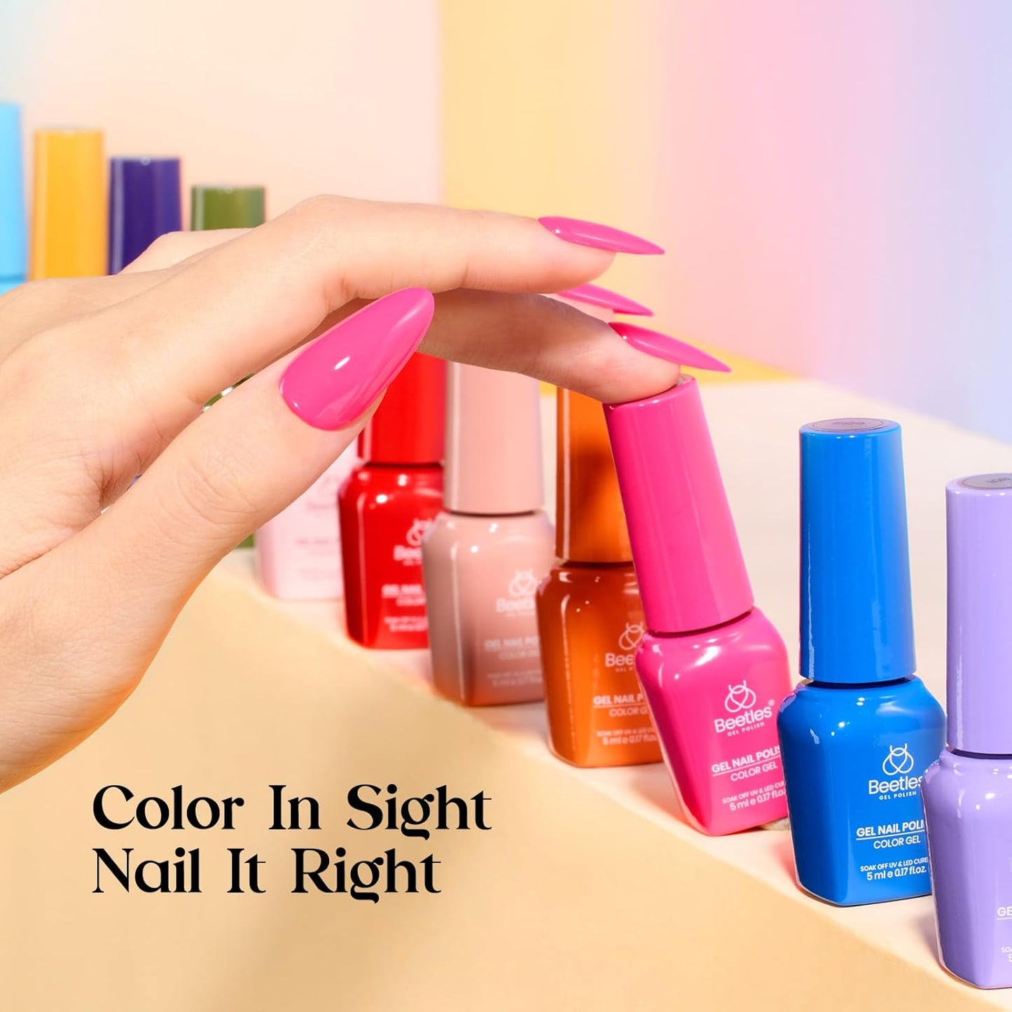 Beetles Gel Nail Polish Kit with U V Light - One Color One Bottle 35 Colors Mood Mosaic Collection Nail Polish Kit 68 Pcs Gifts for Women Girls with Top Base Coat Beauty Must Have DIY Salon Set