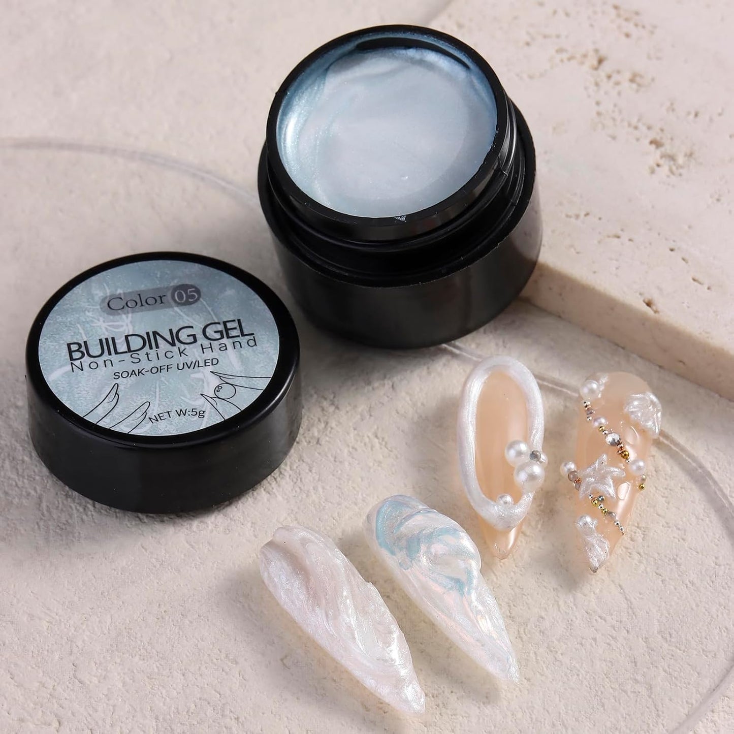 Aurora Mermaid 6 Colors Solid Builder Gel for Nails - 3D Sculpting Non-Stick Hand Carving Extension Kit With Silicone Sculpture Pen for Manicure Salon Home DIY