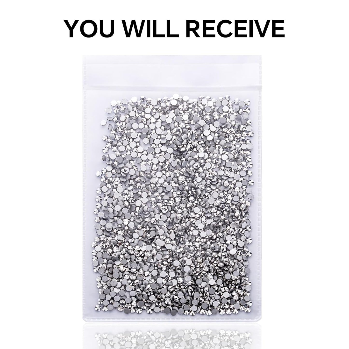 3000Pcs Silver Crystal Rhinestones,Glass Flatback Rhinestones Gemstones Mini for Nail Face Makeup Art Crafts Clothes Decoration -(SS6,2.0mm,Silver)