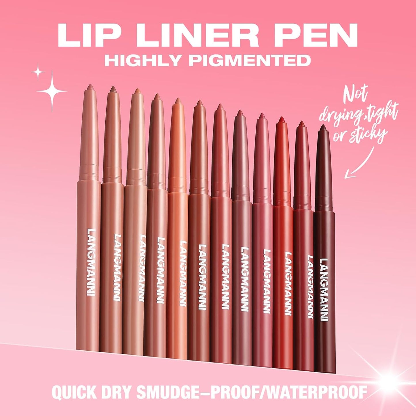 LANGMANNI 4Pcs Sculpting Matte Velvet Lip Liner Set,Smooth Creamy Texture,Waterproof And High Pigmented For Girls Daily Application Lip Makeup(5+6+7+8)