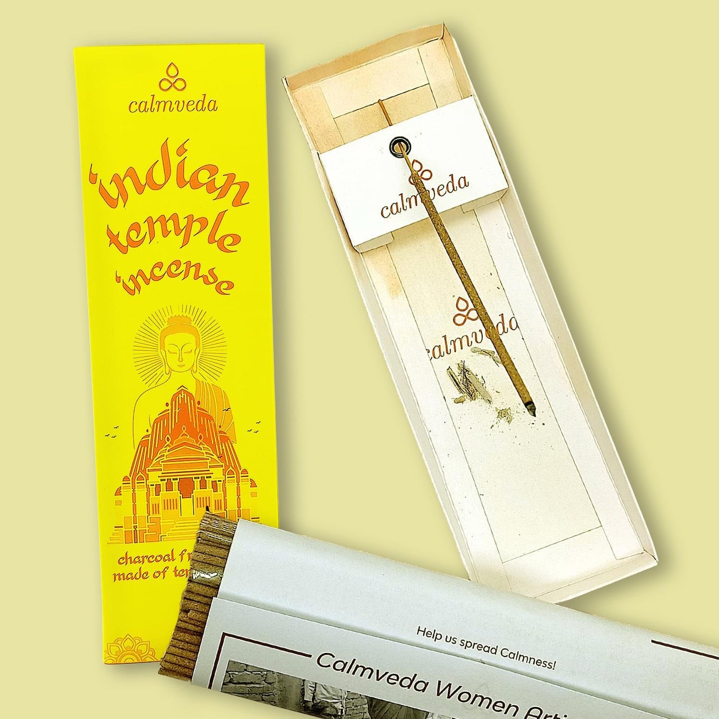 Spiritual Indian Temple Incense Sticks - 80 Charcoal Free Incense Sticks, Made from Upcycled Flowers | Inspired by Siddhivinayak Temple (Mumbai) | Spiritual Incense to add Calmness