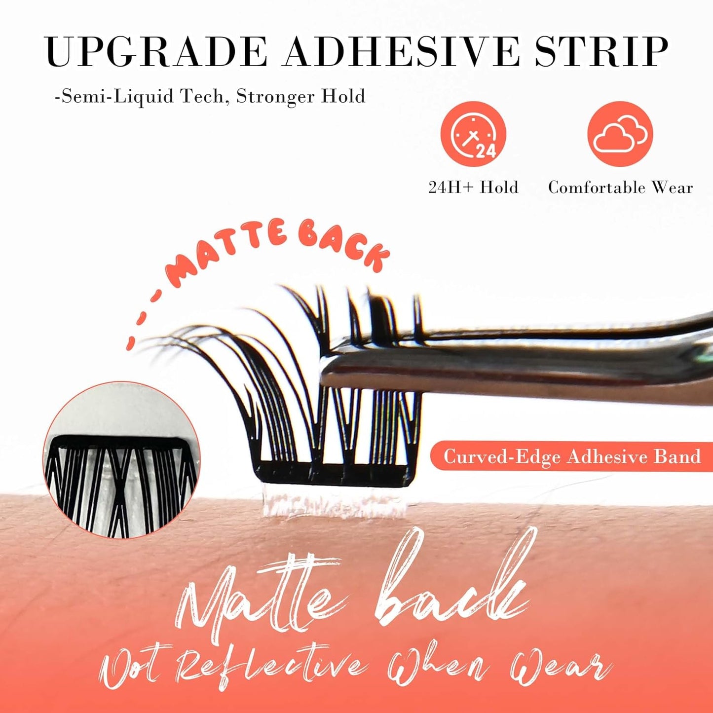 GAQQI Self Adhesive Eyelashes Lash Clusters, Press on Lashes 10-14mm Natural Manga Cluster Lashes, Reusable No Glue Lashes C Curl, NEW-TECH Thin Flakes Pre Glued Eyelashes Clusters (PG25)