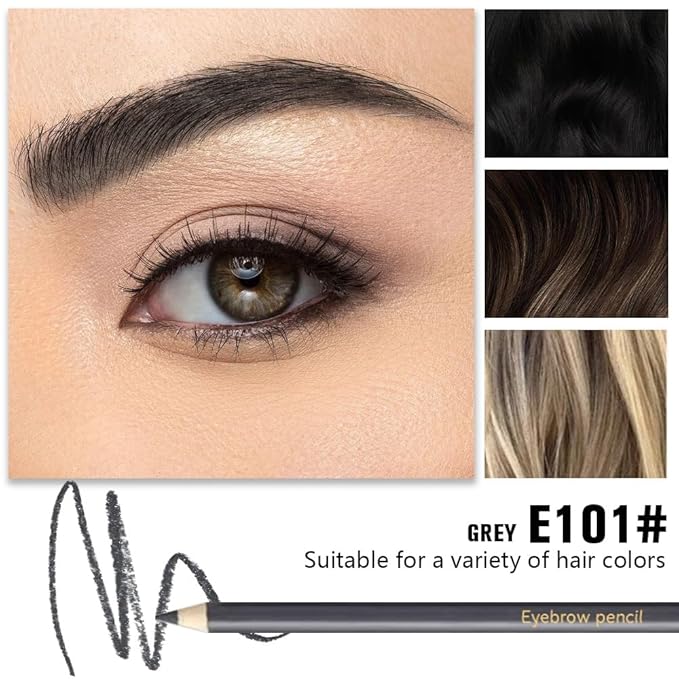 6Pcs Grey Eyebrow Pencils for Women,Wooden Hard-Core Eyebrow Eyeliner Pencil,Sharpener Included,Long Lasting Waterproof Sweat-proof Create a Natural Eye Brow Makeup,Beginner Brow Pencil,Cruelty-Free