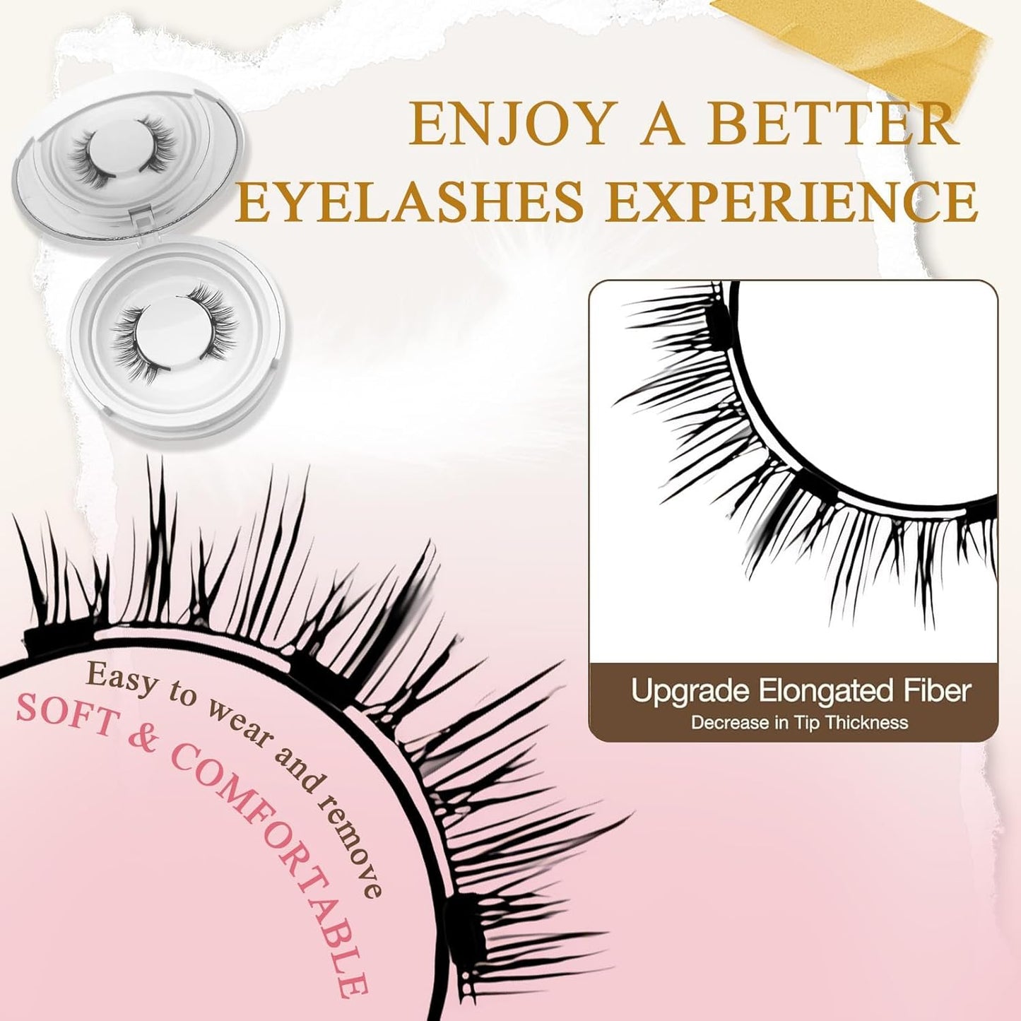 Ealra Craft Magnetic Eyelashes with Applicator,Lumentes Magnetic Eyelashes,3D Soft Flex,Reusable No Glue Needed Soft Lashes for Wmen with All-Day Wear(Natural#04)