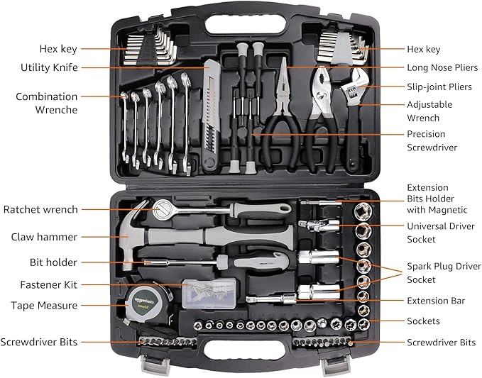 AmazonBasics 131-Piece General Household Hand Tool Set