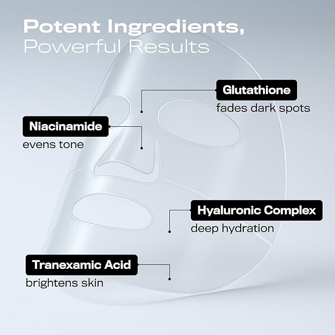 HAPA KRISTIN Hydrogel Face Mask, Korean Sheet Mask with Niacinamide & Vitamin C, Glass Skin, Pack of 4, Second-Skin Fit, Moisturizing, for Dark Spots & Hyperpigmentation, Hydration