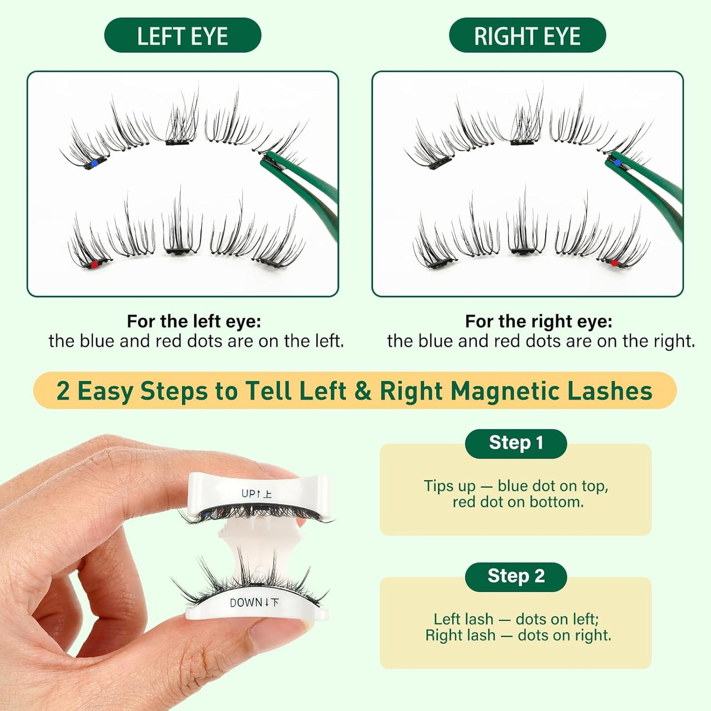 KEYYOU Reusable Magnetic Eyelashes 2 Pair with Applicator No Glue Needed 3D Natural Magnetic Lashes, Easy to Apply & Long Lasting for Daily Use & Events(A01+A02)