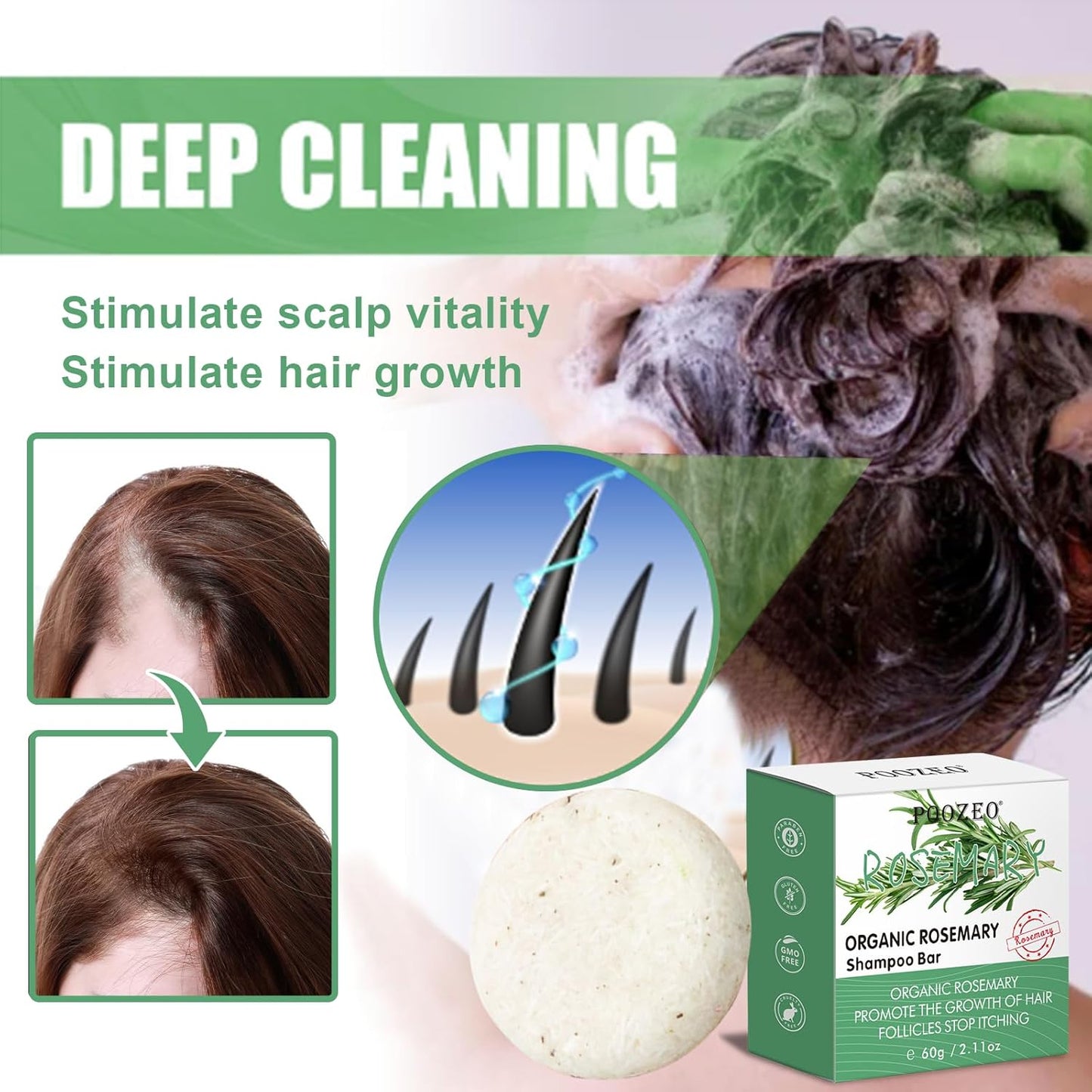 2 Pack Rosemary Shampoo Conditoner Bar Set,Thinning Hair-Volume Shampoo & Conditioner Bar for Men and Women,Hair Thickening & Regrowth Treatment,Hair Growth Soap for Anti-Hair Loss