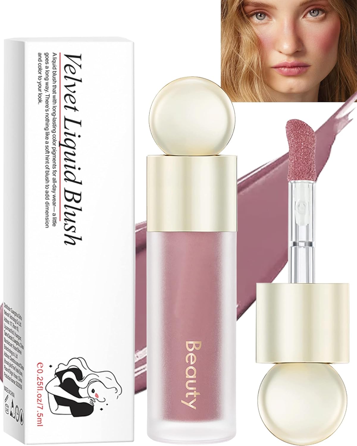 Velvet Liquid Blush Wand, Creme Blush Makeup Stick,Blush Beauty Makeup Dual Use for Cheeks & Lips, Long-Wearing,Dewy Finish,Skin Tint Blush, Contour Blush Wand,Thanksigiving Gift for Women-03