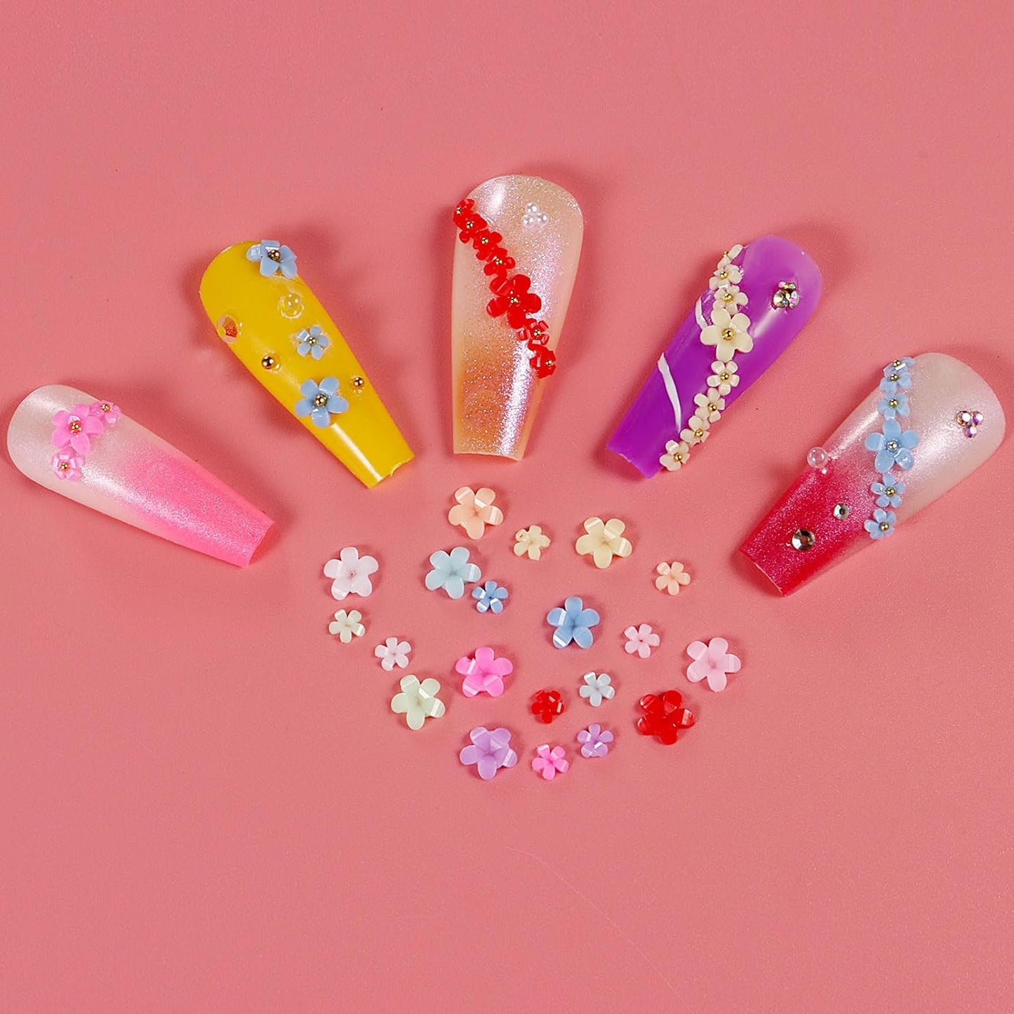 250pc 3D Nail Charms Set - Diverse Shapes & Colors for Acrylic Nails & DIY Crafts (#7)