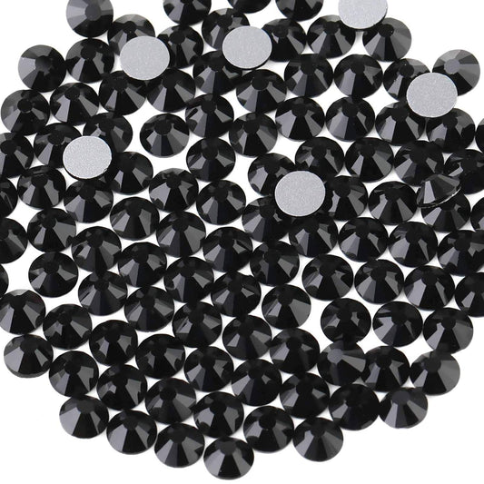 beadsland Flat Back Crystal Rhinestones Round Gems, Black(7.1-7.3mm) SS34/288pcs