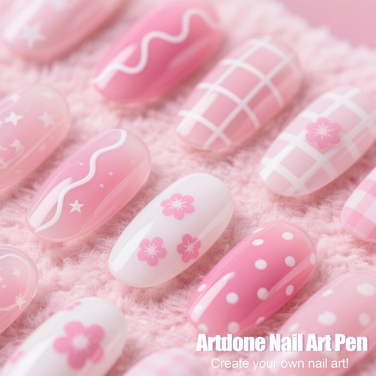 Artdone 38Pcs Nail Striping Tape Lines Kit With Nail Art Pens Dotting Tools And Liner Brushes For Gel Polish Small Detail Drawing Design Paint