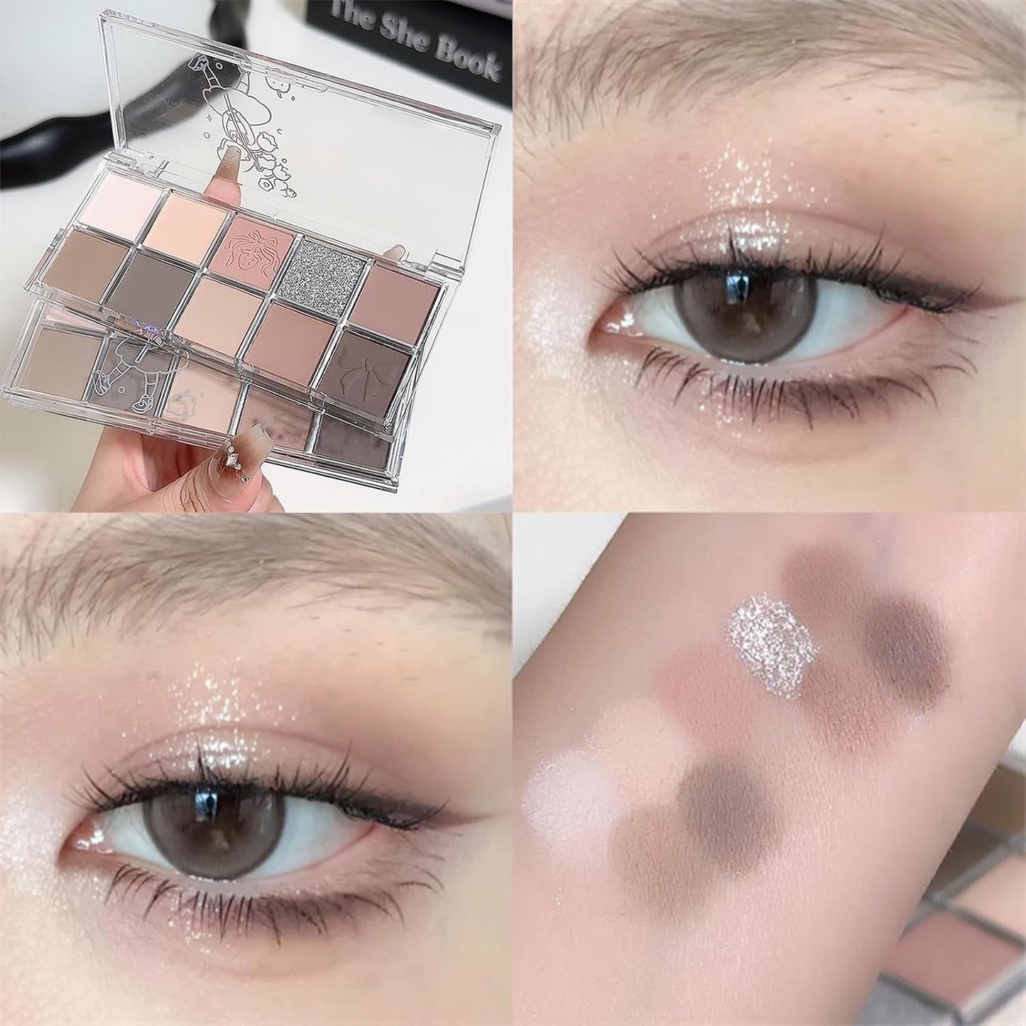 Erinde 10 Colors Eyeshadow Palette Makeup - Matte Shimmer Glitter Eye Shadow, Ultra-Blendable, High Pigmented, Naturing-Looking, Neutral Nude Eyeshadow Pallet with Professional Brush,21