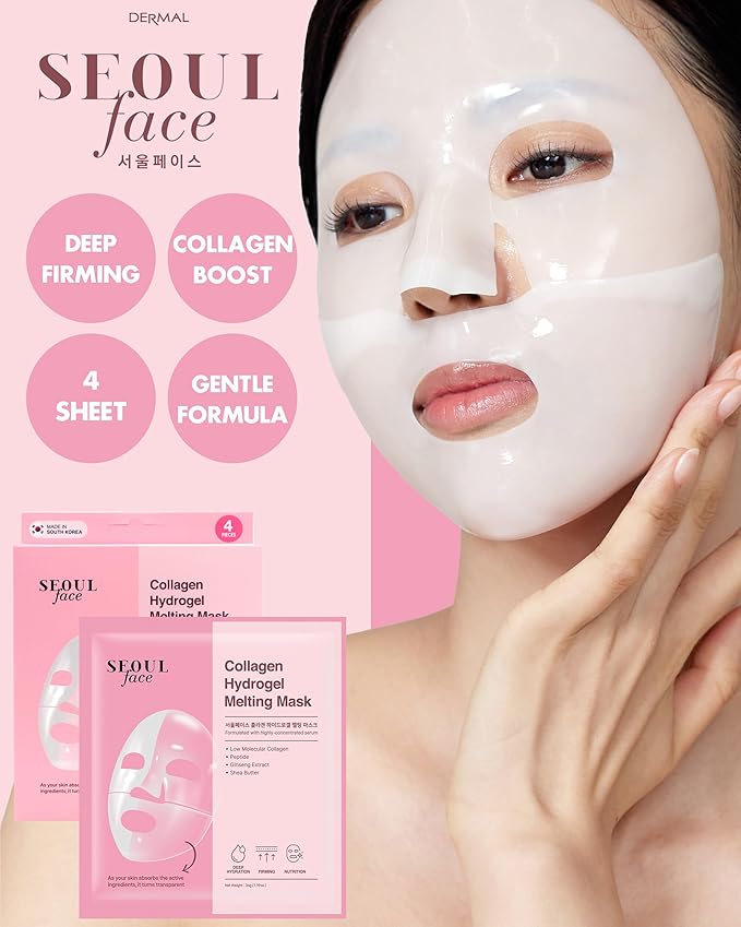 DERMAL Collagen Hydrogel Melting Jelly Gel Mask 4ea - Korean Overnight Face Mask - Deep Hydration, Skin Firming, and Wrinkle Care for Glassy Skon - Korean Skincare