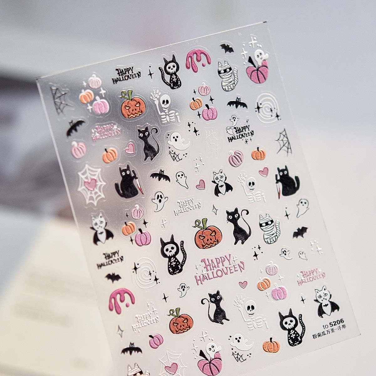 1Sheet 5D Halloween Nail Art Stickers Cute Spooky Pumpkin Nail Decals 3D Self-Adhesive Nail Supplies Spider Web Bat Ghosts Cat Halloween Nails Design for Women Holiday Nails DIY French Manicure Decor