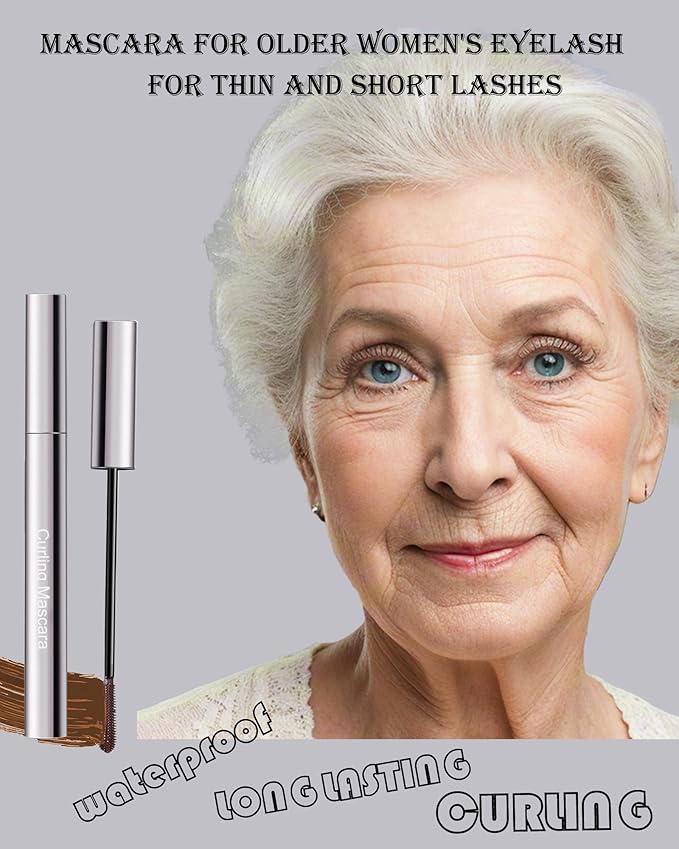 Brown Mascara for Older Women 60 Plus,Waterproof Prime Mascara Volume and Length for Mature Women with Thinning Lashes,No Clumps,Long Lasting Hypoallergenic Mascaras For Sensitive Makeup