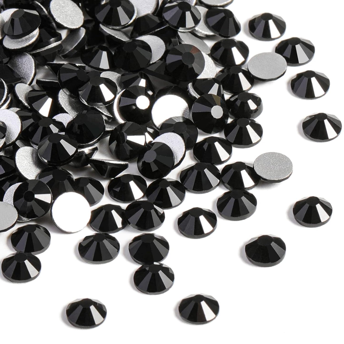 beadsland Flat Back Crystal Rhinestones Round Gems, Black (1.9-2.0mm) SS6/1440pcs