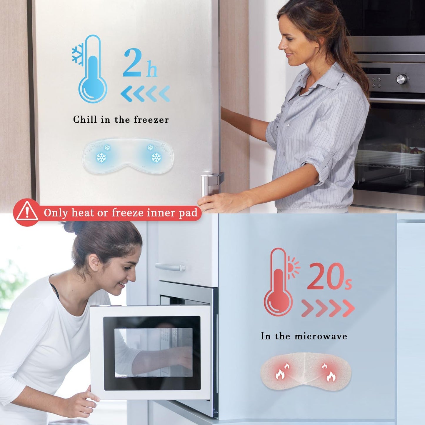 Warm Cold Eye Mask Silky Sleep Mask with Cooling Gel & Weighted Microwavable Moist Flaxseed Pad Compress for Dry Eyes Care Sleeping Women Blindfold for Migraine Puffy Swollen 3 in 1