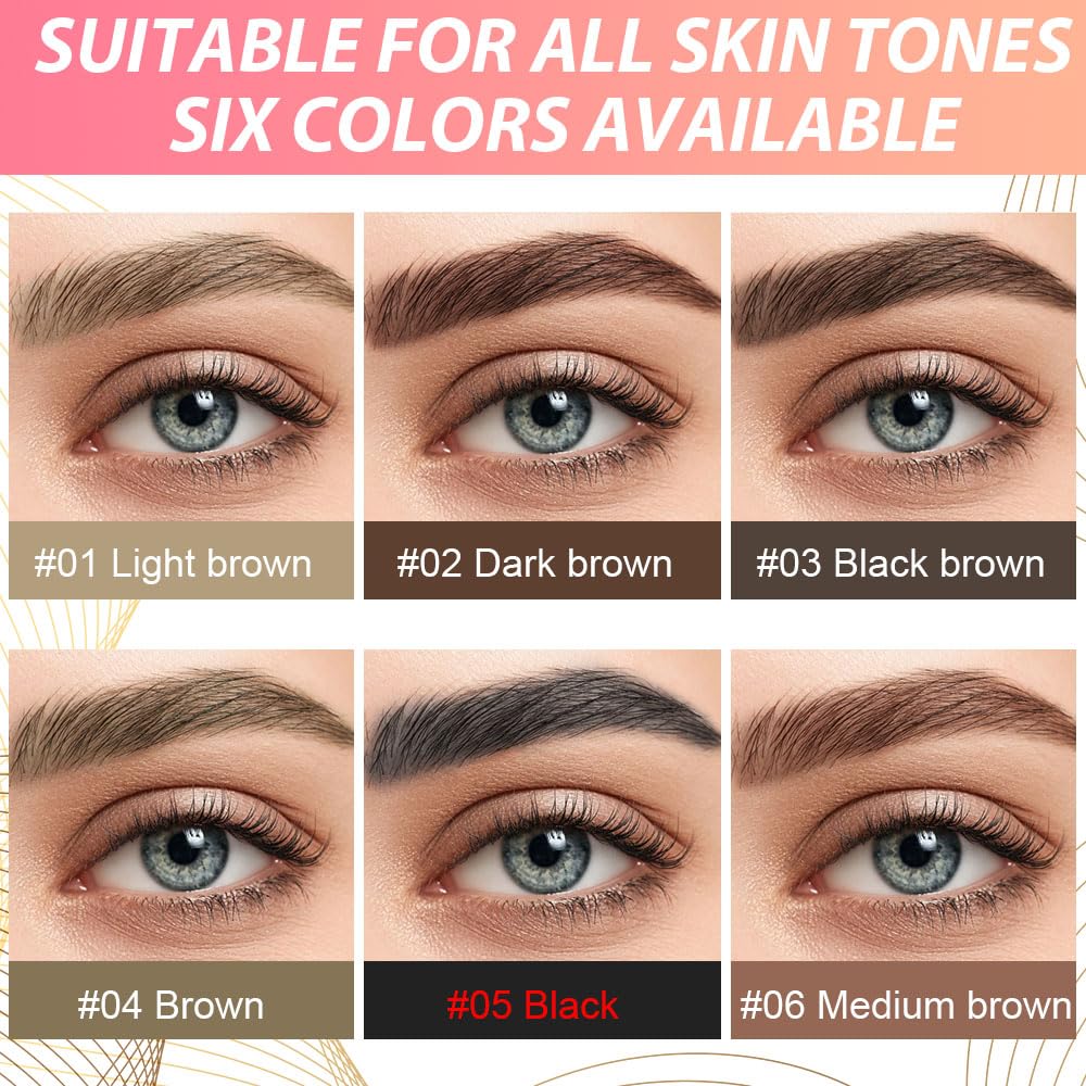 evpct 2Pcs Black Magic Microblading Dual-Ended Eyebrow Contouring Pen Brow Pencil, with 4 Brush Micro-Fork-Tips Applicator and Precise Brush-Tip, Hair Like Strokes, with Dual-ended Eyebrow Brush