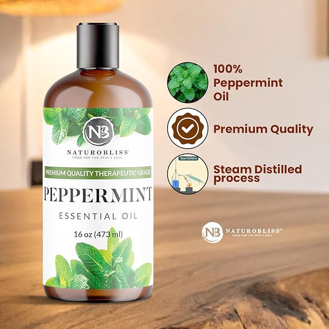 Naturopathy Peppermint Essential Oil, Therapeutic Grade, Premium Quality Perfect for Aromatherapy (16oz, Peppermint)