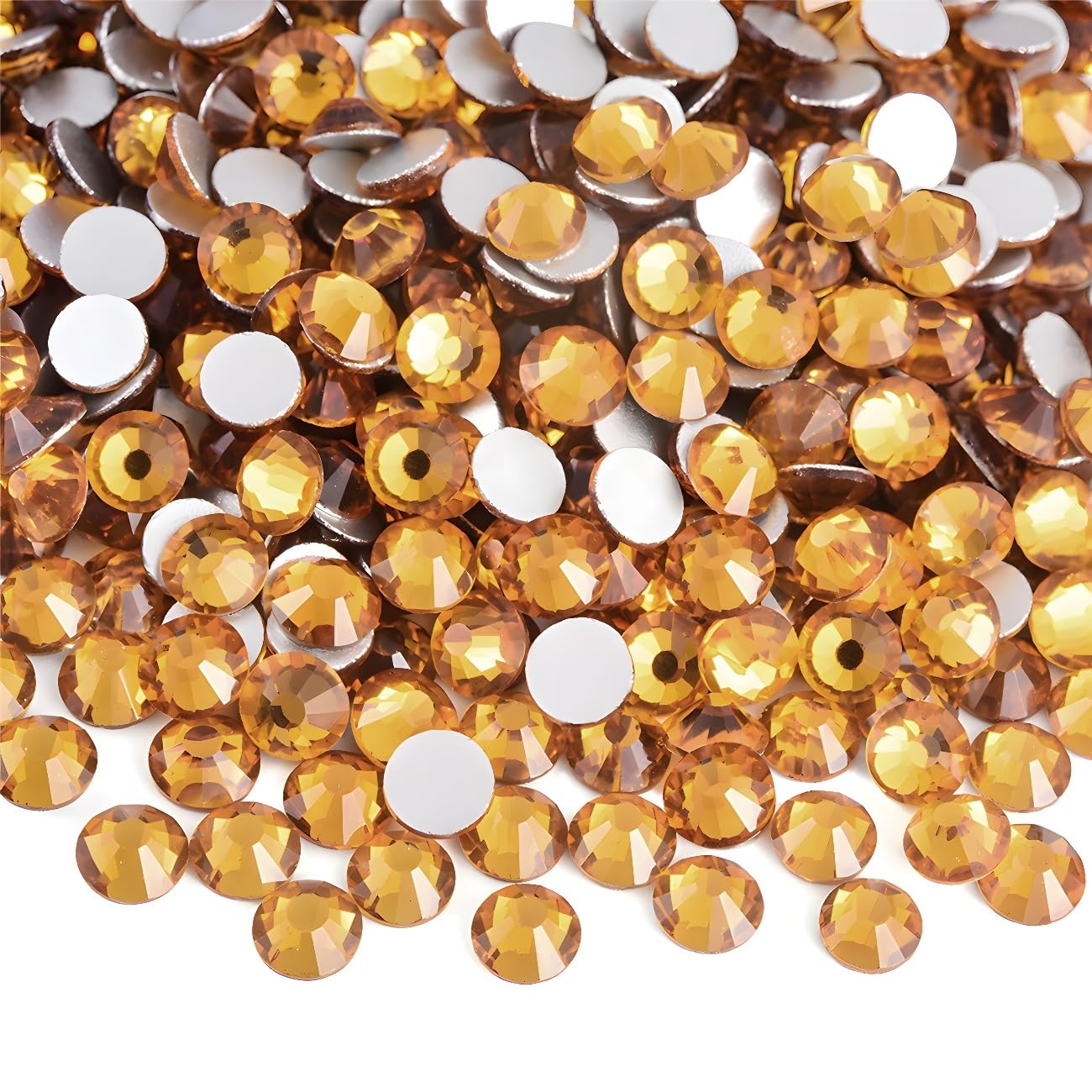 Flatback Rhinestones Round Gems for Nails Art and Crafts 1250Pcs SS20 5mm Glitter Crystals Stone DIY Bags Clothes Shoes (Golden Yellow)