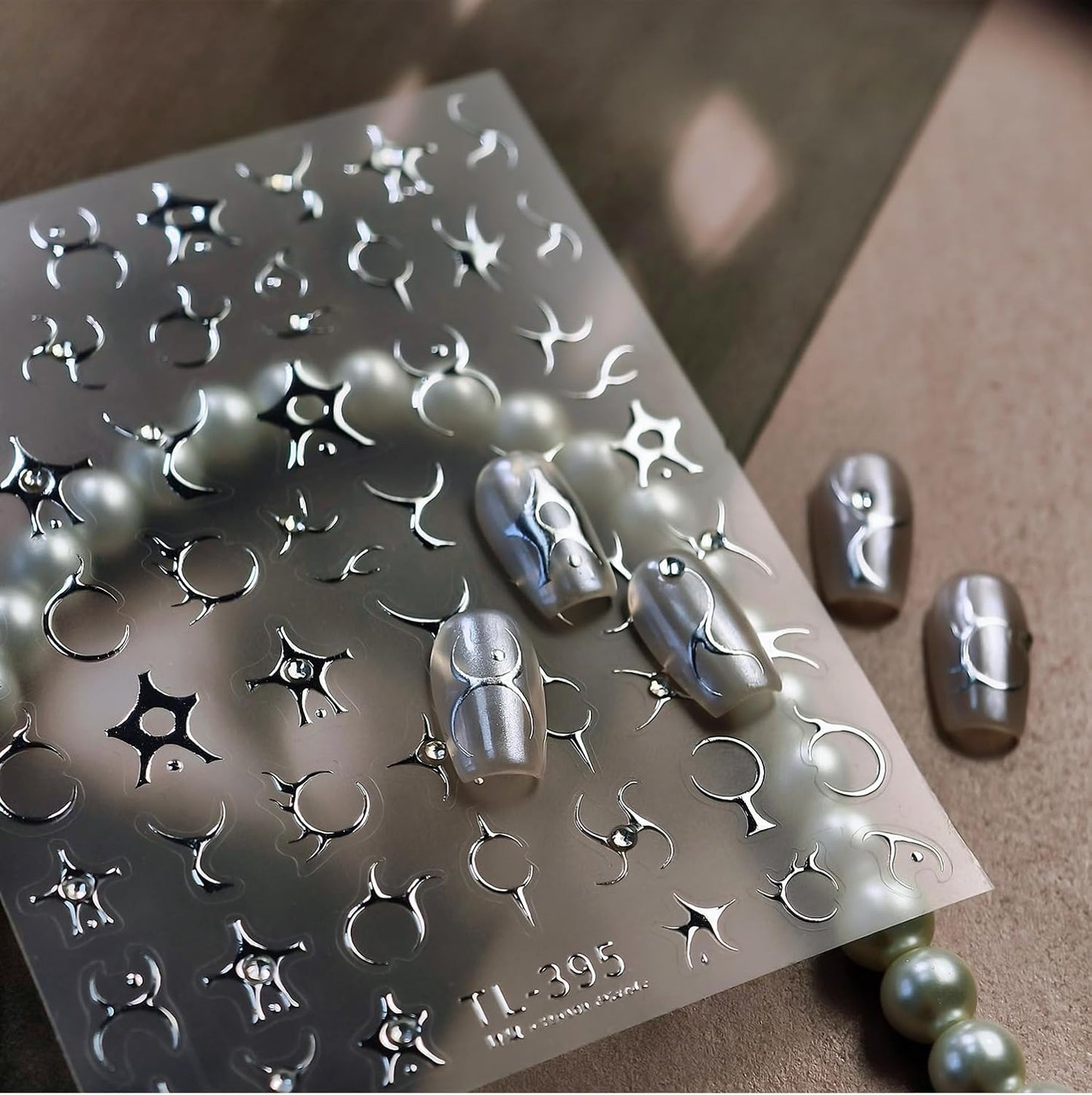 1Pcs Silver Star 5D Embossed Stripe Nail Art Stickers Self Adhesive Punk Style Rhinestone Star Gothic Lines Nail Stickers for Nail Art Silver Nail Decals Y2K Stars Nail Supplies for Women DIY Nails