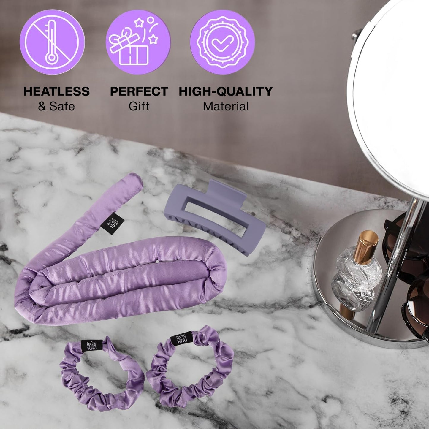Heatless Hair Curler, Satin Hair Rollers for Heat less Curls Overnight, Premium Satin for No Heat Curls, Overnight Heatless Curling Rod to Sleep In, Silky Curlers with Clip and Scrunchies