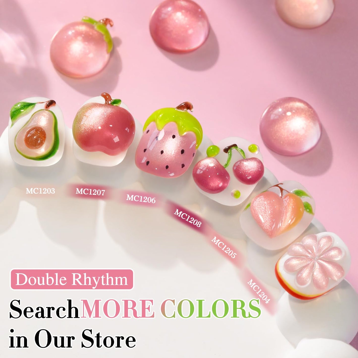 Double Rhythm 0.5 OZ Cat Eye Gel Polish with Magnet 15ML Holographic Glitter Shimmer Translucent Jelly Color Magnetic Nail Polish Salon DIY at Home (Fruit Nude Pink-MC1204)