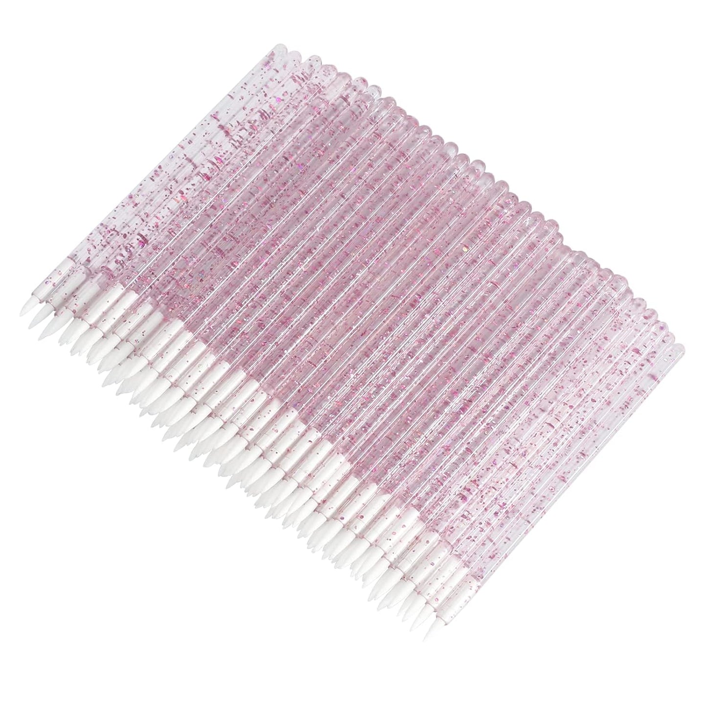 G2PLUS 100PCS Disposable Liner Brushes, Eyebrow and Liner Brush Applicator, Cosmetic Eye Wands for Lip Liners, Eye Makeup, Eyelashes and Detail Painting (Crystal Pink)