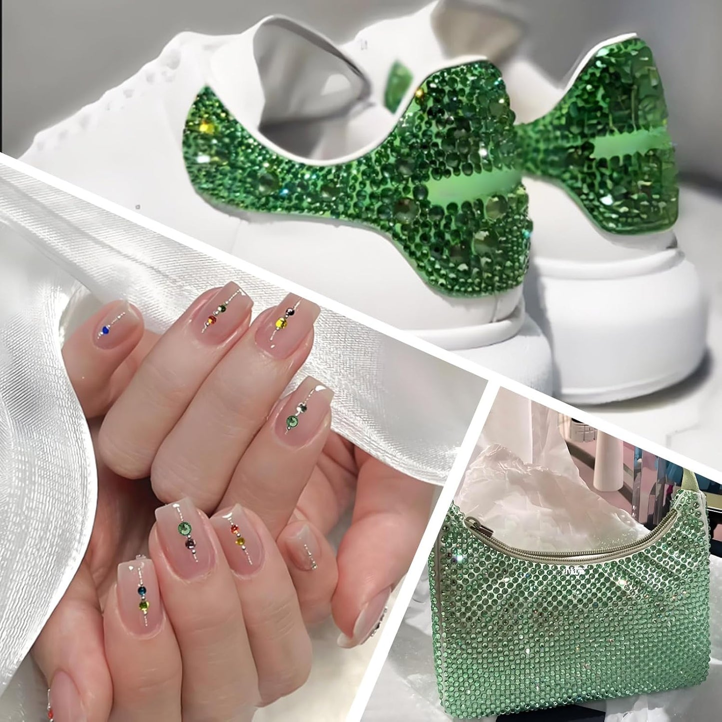 3000 PCS SS8 Flatback Rhinestones,12-Facet Diamond-Cut Glass Gems for Nail Art,Clothing,DIY Crafts,Glue-On Decoration Stones with Silver Backing,Peridot