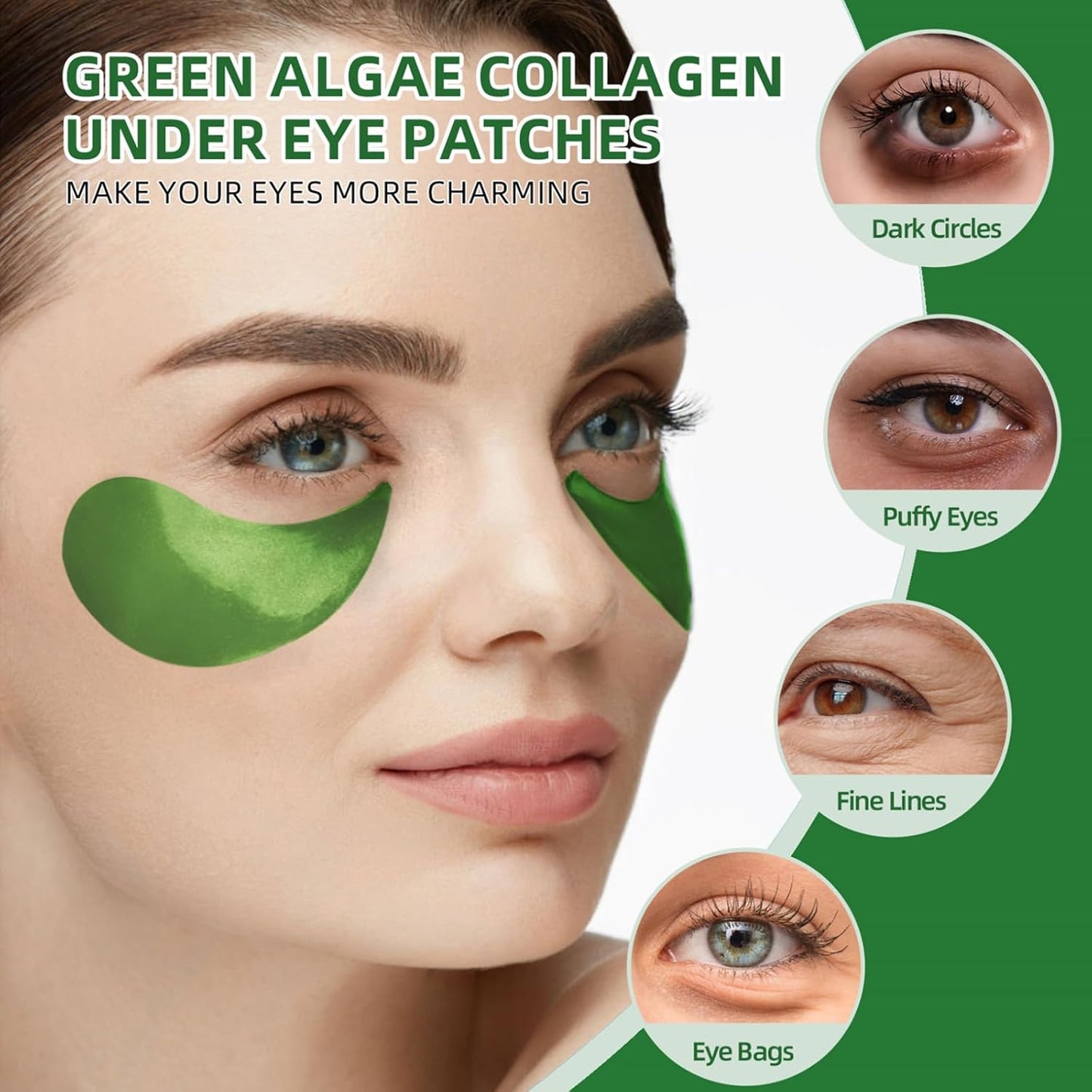 Under Eye Patches - Seaweed Essence Eye Mask for Puffy Eyes/Dark Circles/Collagen Eye Care Relieves Pressure and Reduces Wrinkles, Eye Gel Pads for Hydrating and Brightening (30 Pairs)