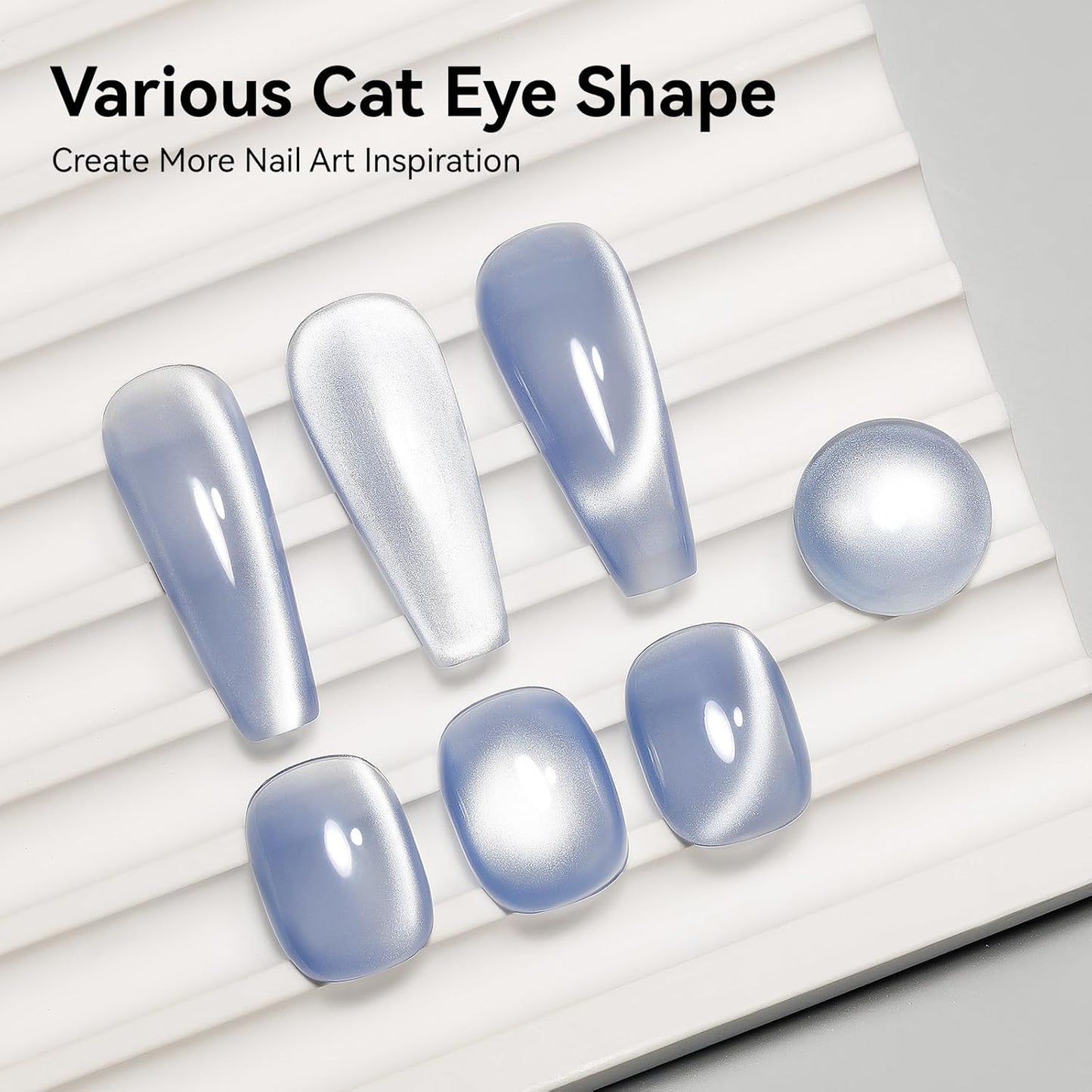 Cat Eye Gel Nail Polish Blue, Magnetic Cateye Gel Polish Sheer Blue Glitter Holographic With Magnet for Nail Salon DIY At Home