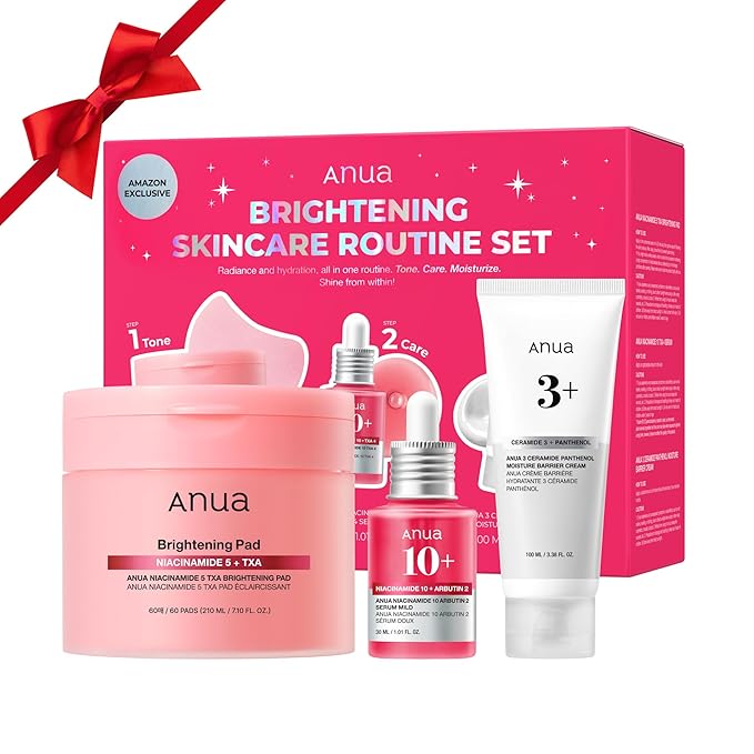 ANUA BRIGHTENING Niacinamide Skincare Routine Set (Amazon Exclusive Set), Niacinamide Serum & Toner Pad & Face Moisturizer, Skin clarity, Moisture barrier for Daily care, Korean Skincare Set