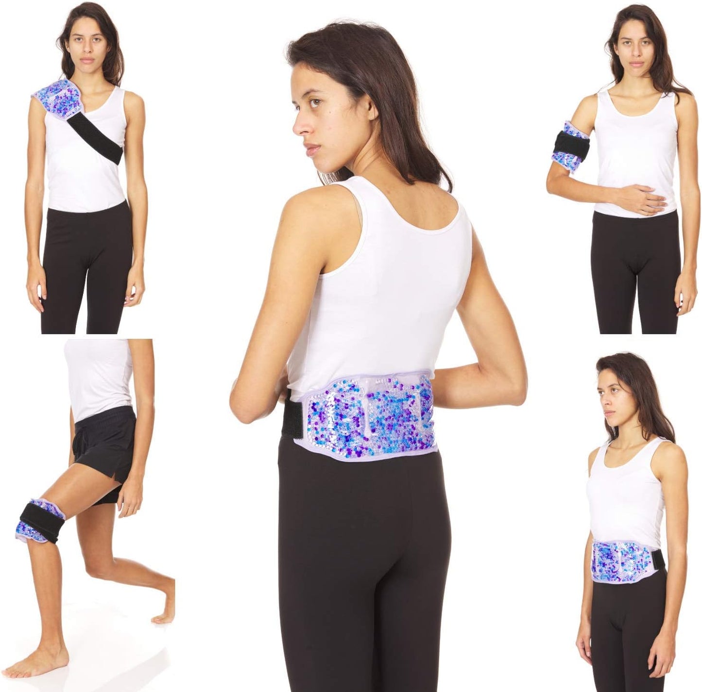 Premium Hot Cold Gel Bead Ice Packs by FOMI Care | 2 Pack | Cool Compress for Lower Back, Shoulder, Knee, Bicep, Stomach | Coccyx, Sciatica, Tailbone Pain Relief | Flexible, Reusable Heating Pad