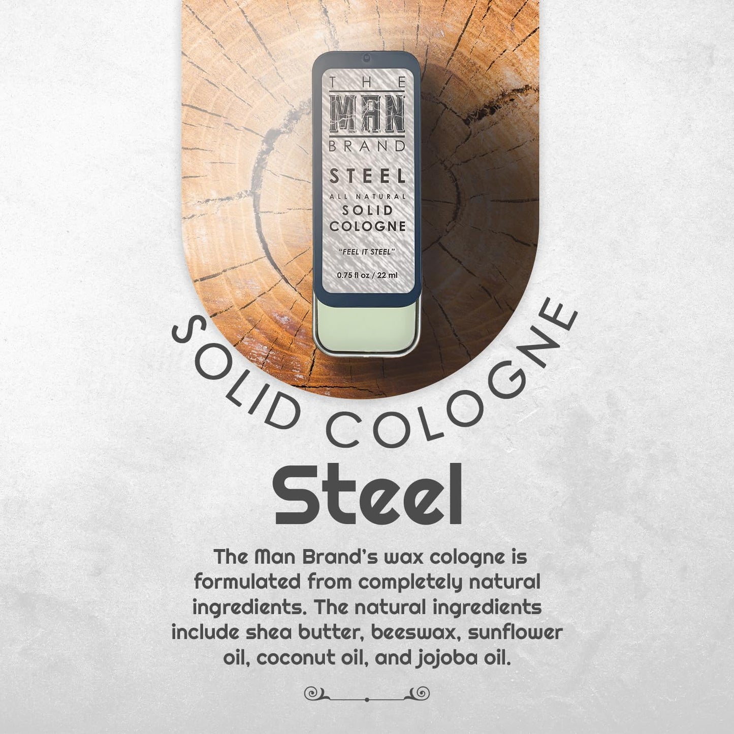 Steel Solid Cologne 0.75 oz - Natural Men's Cologne - Redefined men's fragrance Wax Cologne, Steel Travel Size Cologne for men - Solid Cologne Men's Steel Scent (3/4 Ounce (Pack of 1), Steel)