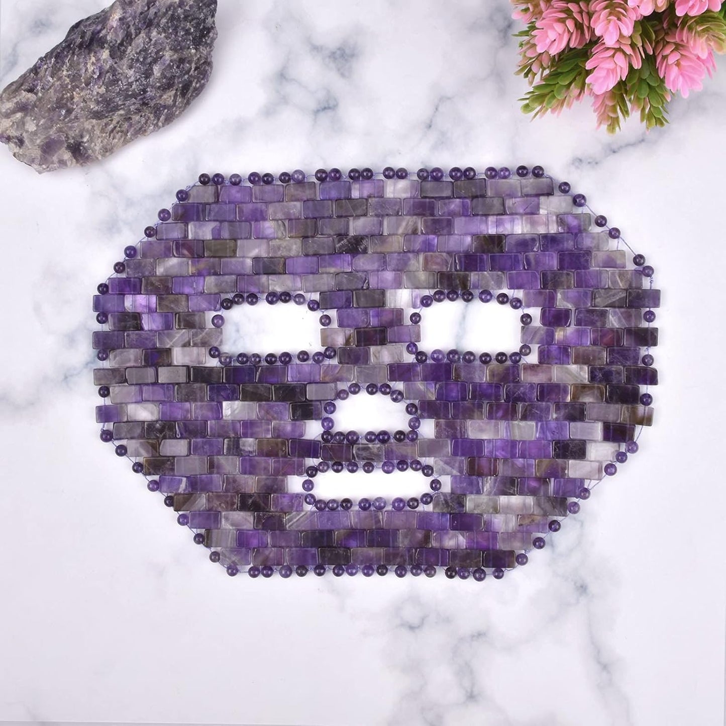 Jade Facial Mask｜100% All Natural Jade Sleep Mask｜Diminish Puffiness｜Soothe Eye Fatigue (Purple)